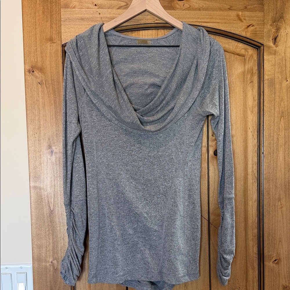Zella Heather Gray Cowl Neck Long Sleeve Top